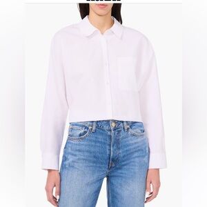 Parker White Ruffle-Back Button-Up Shirt